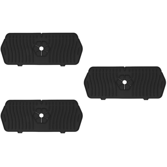 3 Pieces Absorbent Faucet Splash Pad Kitchen Faucet Mat 35.4X14.8X0.5CM Black