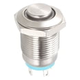 thumbnail image 5 of Interruptor de botón metálico momentáneo Uxcell cabeza alta 12mm diámetro de montaje 1NO 3-6V luz LED azul, 5 of 5