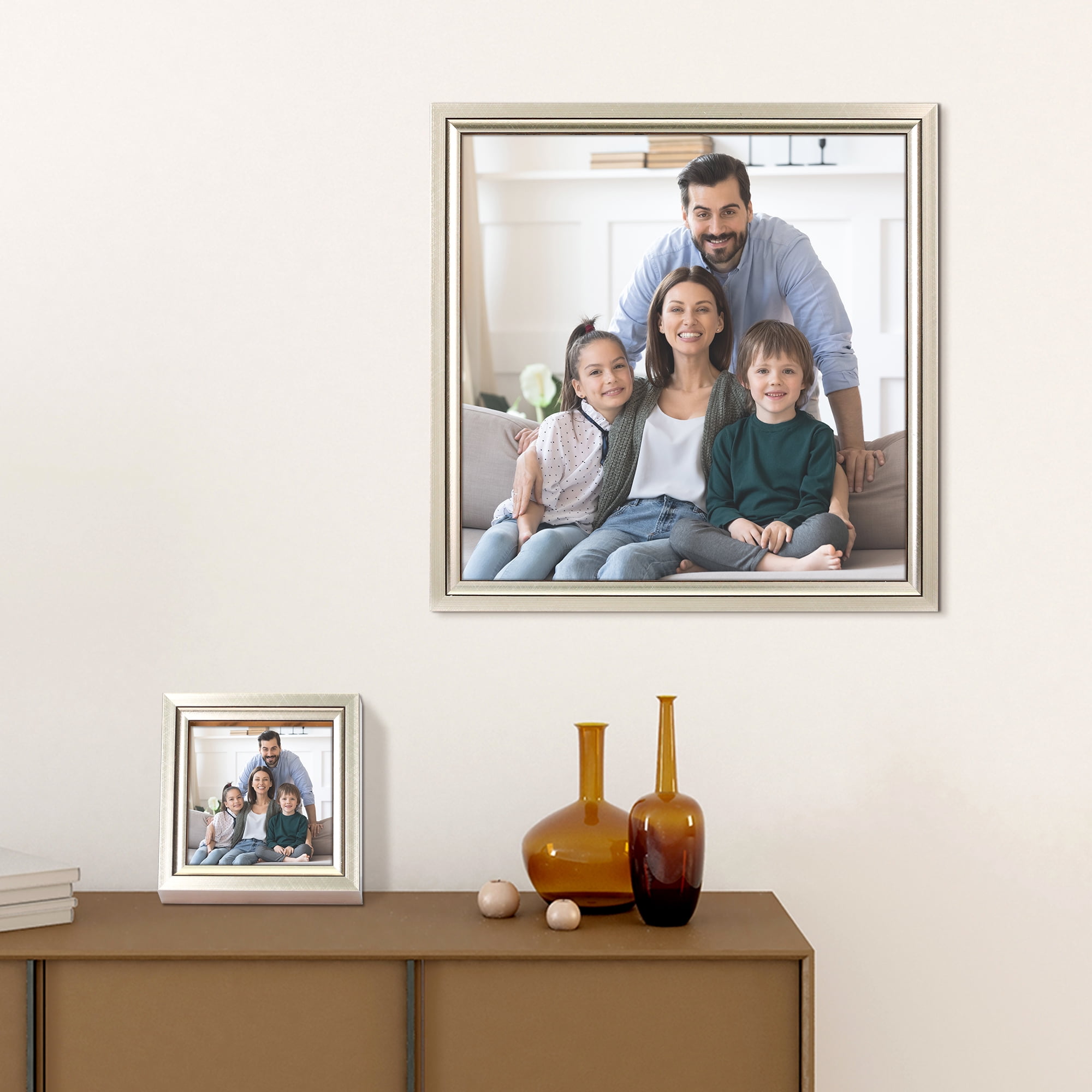 Unique Bargains Picture Frames for Wall or Tabletop Modern Photo Frame Display Gold 4x4"