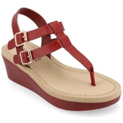 Journee Womens Bianca Wedge Heel Buckle Sandals
