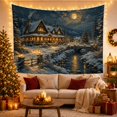 thumbnail image 3 of Winter Cabin in Snowy Forest, Peaceful Rustic Scene with Full Moon for Nature Lovers, Enchanted Woodland Decor Christmas Gift Tapestry Wall Hanging for Bedroom and Living Room, 3 of 7