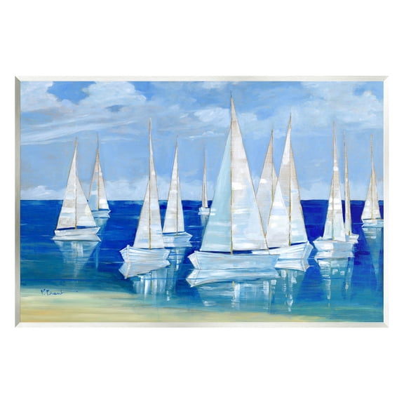 Stupell Industries Blanco Beach Sailboats Reflecting Coast Painting Unframed Art Print Wall Art, Design by Paul Brent