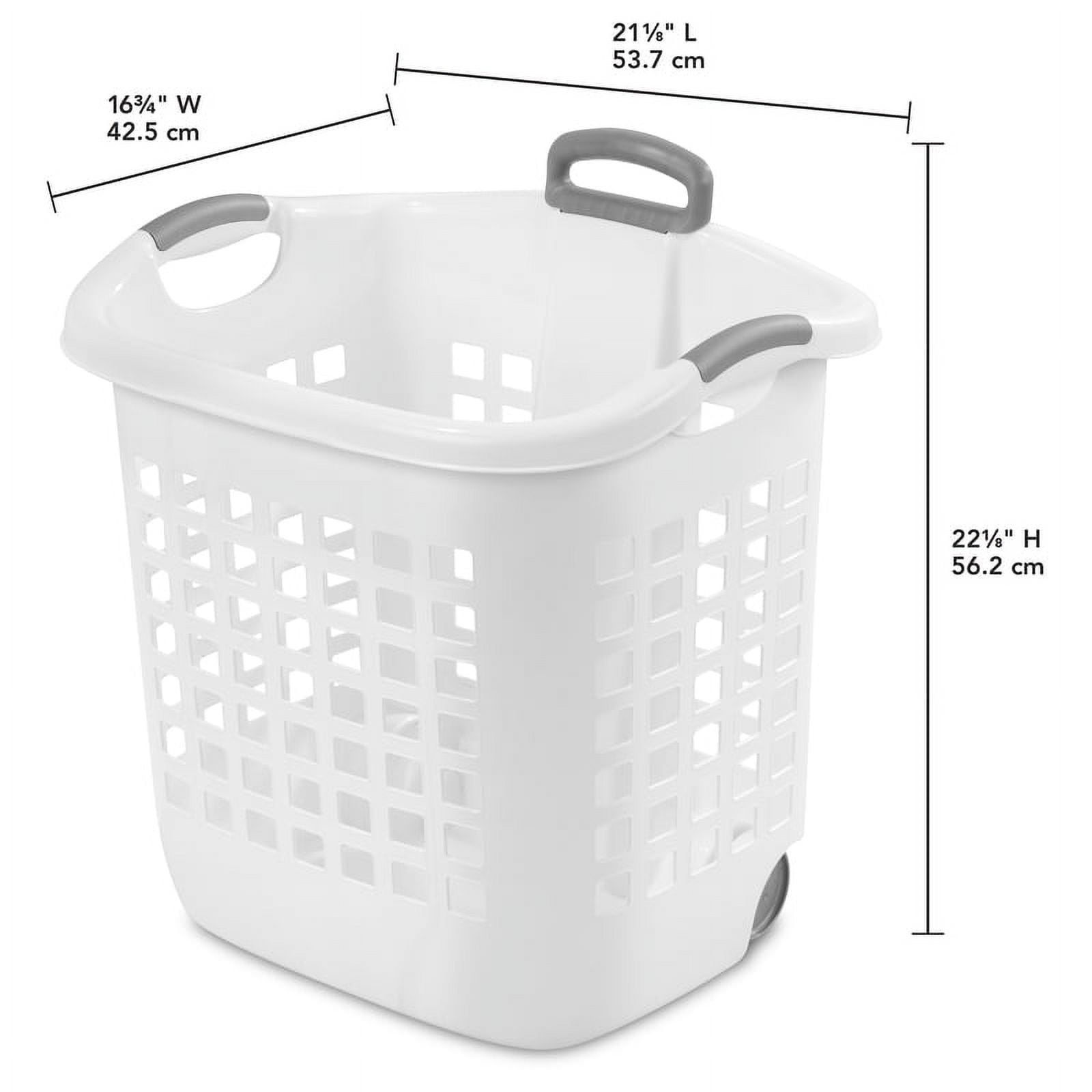 Sterilite 1.75 Bushel White Ultra Wheeled Plastic Laundry Basket