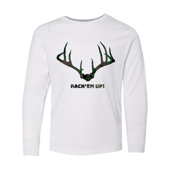 Inktastic Rack 'Em Up in Camo Long Sleeve Youth T-Shirt