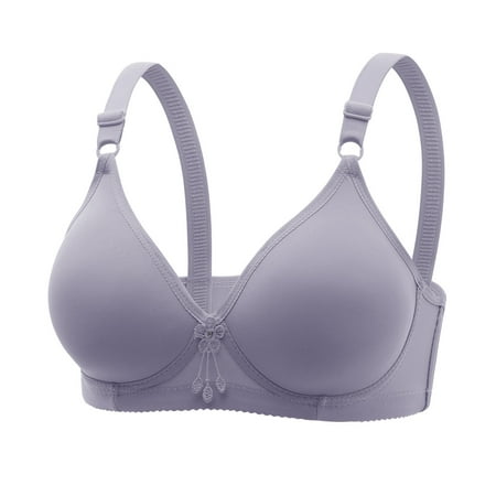 YWDJ Full Coverage Bras for Women Plus Size Push up No Wire Comfort Straps Support Bralette Breathable Soft Bra for All Shapes Sagging Breasts Purple L