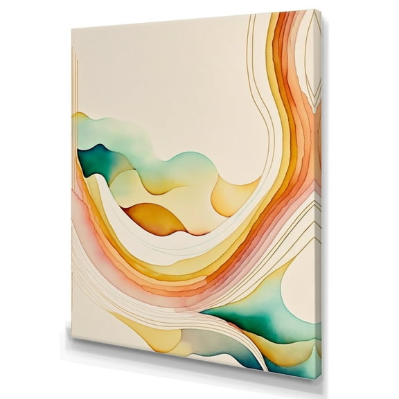Designart Multi-Color Abstract Waves IV Canvas Wall Art