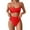 Red, variant on Huowey Womens High Waisted Swimsuits Bottom Padded Bathing Suits Bikini Sets Tops 2PCS Swimwear Summer Beachwear Honeymoon Cruise Trendy Wear