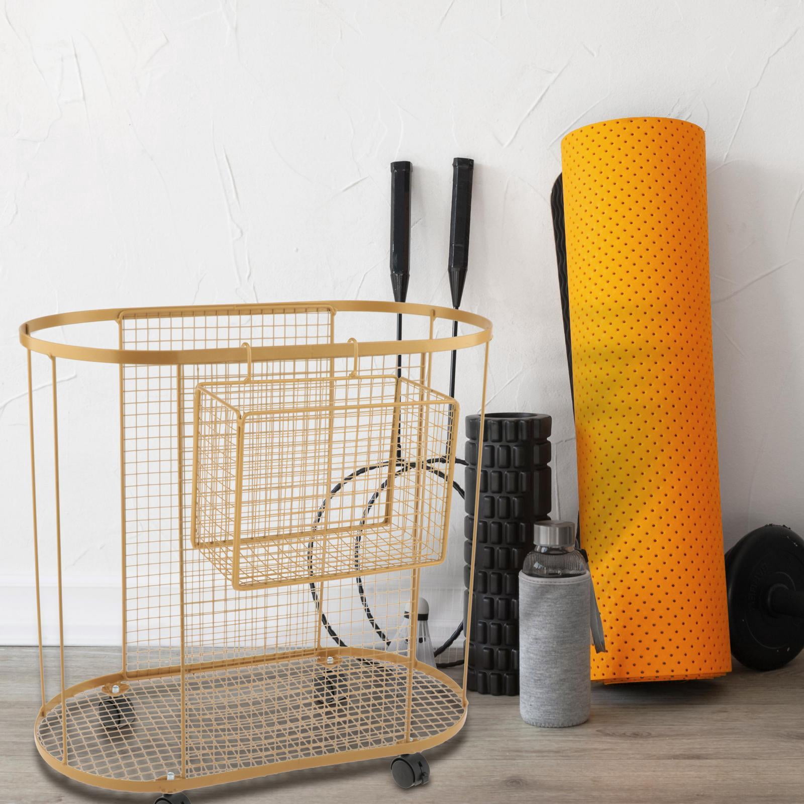 Gym Storage Rack Yoga Mat Holder Dumbbell Cart Iron Material with Wheels for Home Fitness Studio