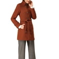 thumbnail image 5 of INSPIRE CHIC Women's Stand Collar Double Breasted Mid Length Winter Trenchcoat XL Brown, 5 of 8