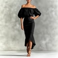 thumbnail image 2 of XIAOCHA Womens Summer Ruched Midi Dress Solid Off Shoulder Puff Sleeve Night Out Dresses, 2 of 5