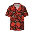 thumbnail image 3 of Goofa Tomatoes And Chili Printed Men's Casual Short-sleeved Shirt,Lightweight Breathable Button-down,Summer Casual men's top,Versatile Fashion shirt-Large, 3 of 7