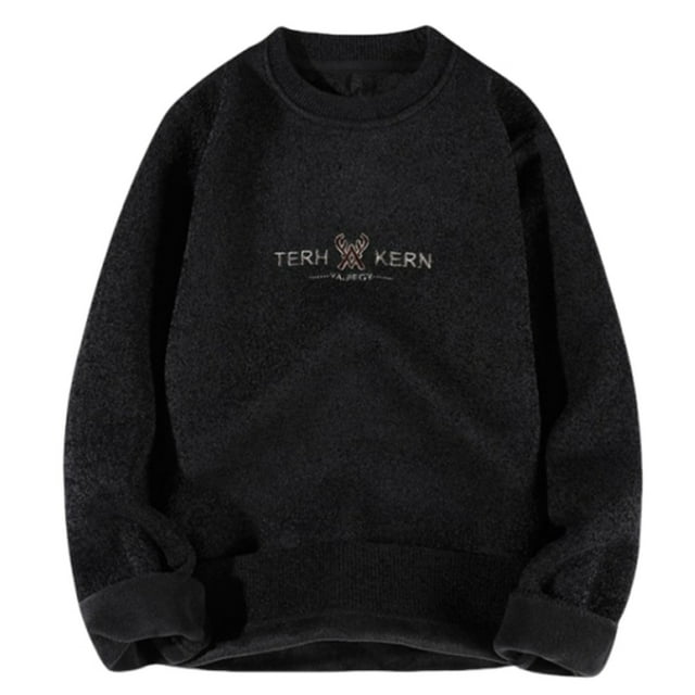 Pisexur Sweaters Men Soft and Comfortable Fall Sweaters Man Fashiom Solid Color Intensification Warm Round Neck Shirt Sweater Blouse Black,XL