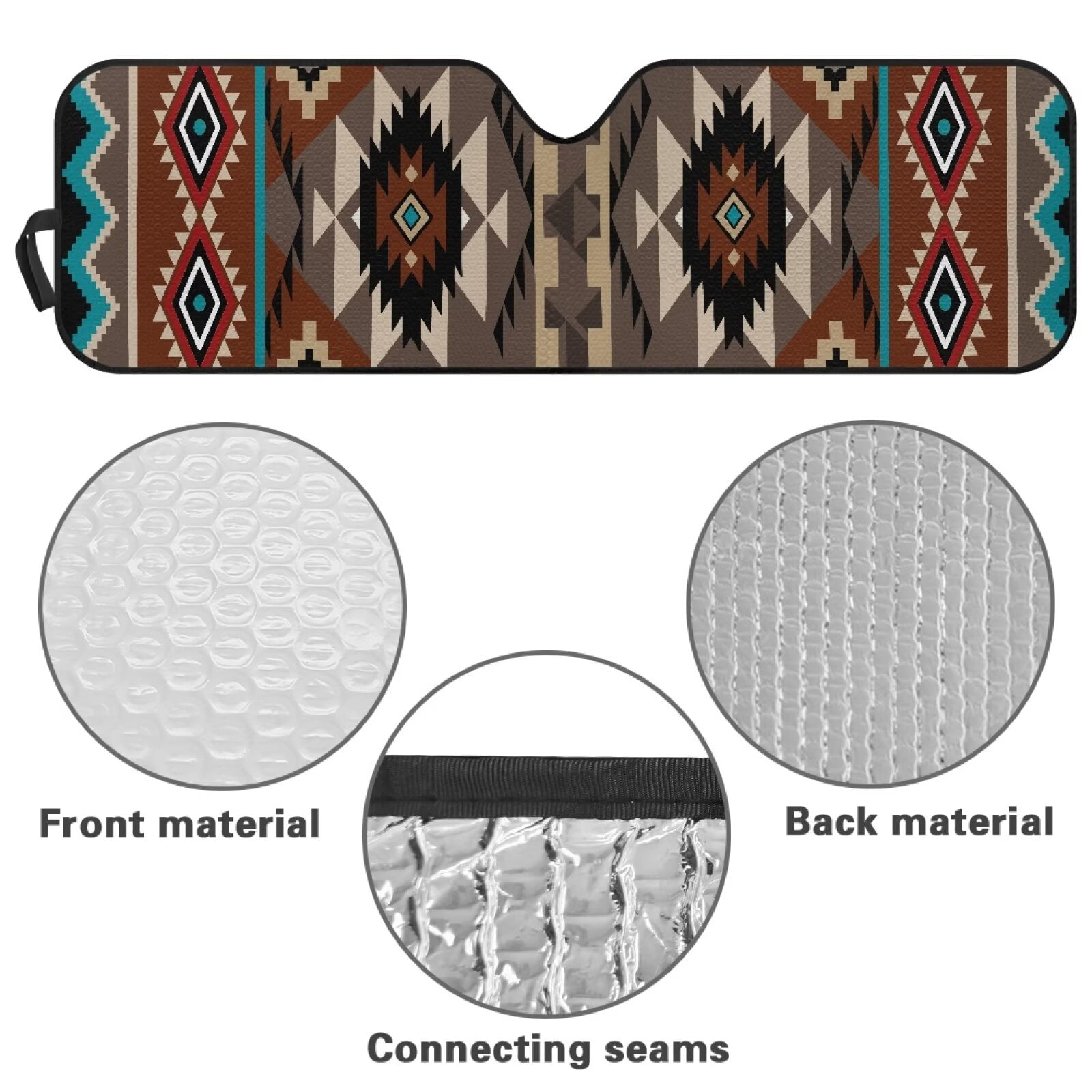 HUIACONG Aztec Tribal Windshield Sun Shade for 2018-2024 Jeep Wrangler JL JLU & Gladiator JT, Sunshades Heat Shield, Aluminum Foil Triple Laminate Structure, Silver Keep Vehicle Cool