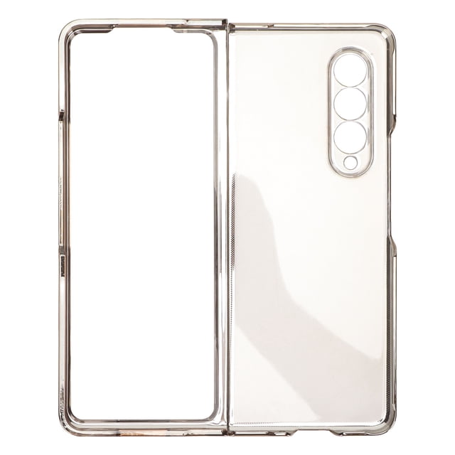 Funda para teléfono frontal y trasera galvanizada, cubierta protectora frontal y trasera resistente a los arañazos para Samsung Galaxy Z Fold 3, teléfono plegable dorado