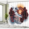 thumbnail image 5 of Ambesonne Tattoo Shower Curtain, Japanese Style Waves, 69"Wx70"L, Multicolor, 5 of 5
