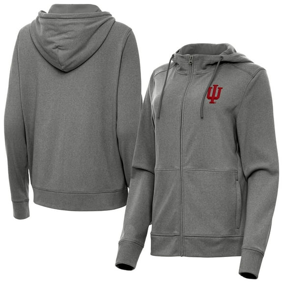 Women's Antigua  Heather Black Indiana Hoosiers Seeker Full-Zip Hoodie Jacket