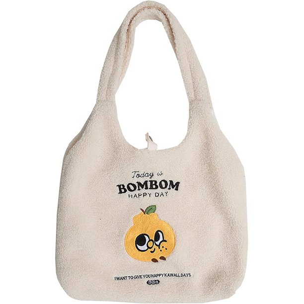 Bolso de hombro de felpa con oso lindo para mujer y niña, bolso grande de mano, bolso de compras de piel sintética para citas