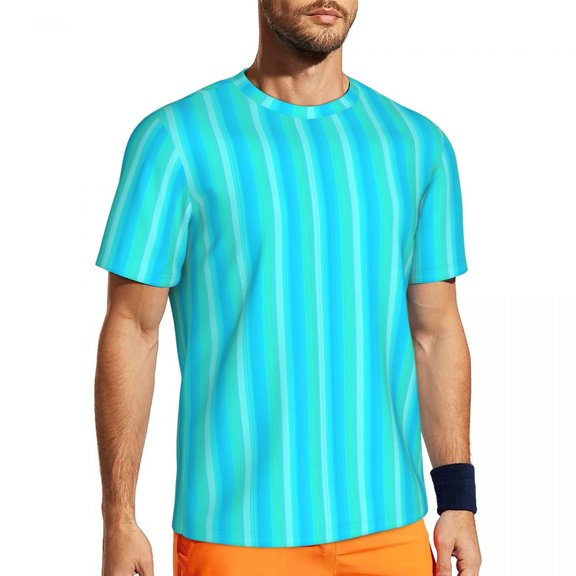 T Shirt For Men Abstract Striped T-Shirt Male Blue And Green Street Style Sports Comfortable Beach H