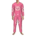 thumbnail image 4 of Kll Cartoon Pigs And Hearts Sleepwear Mens Flannel Pajamas,Long Cotton Pj Set, 4 of 9
