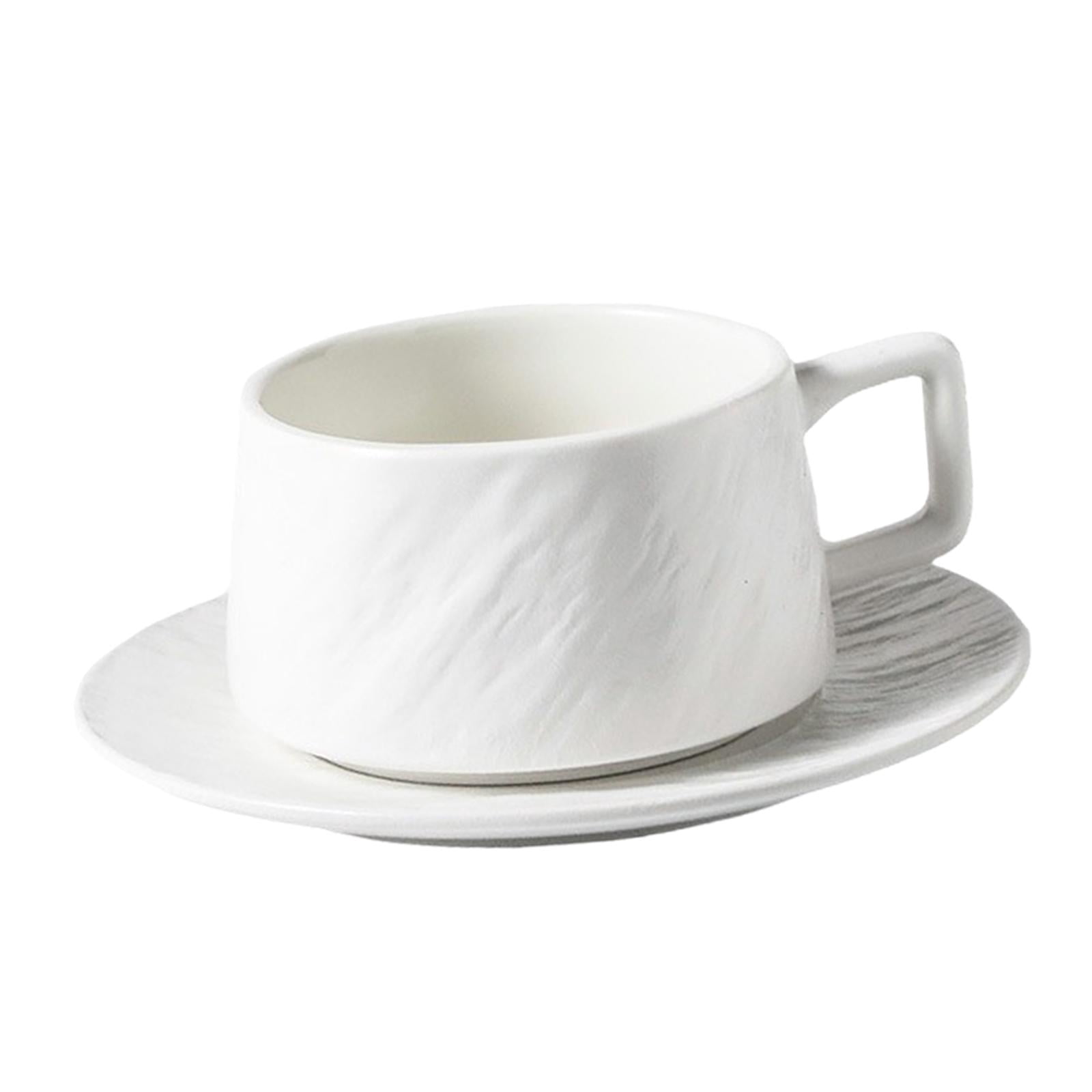 Fiocias Cappuccino Cups with Saucer, Espresso Latte Cup, Creative Unique Porcelain Cups, white