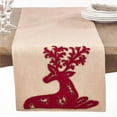 thumbnail image 1 of Saro Lifestyle 6016.R1672B 16 x 72 in. Rectangle Red Embroidered Deer Table Runner, Red, 1 of 4
