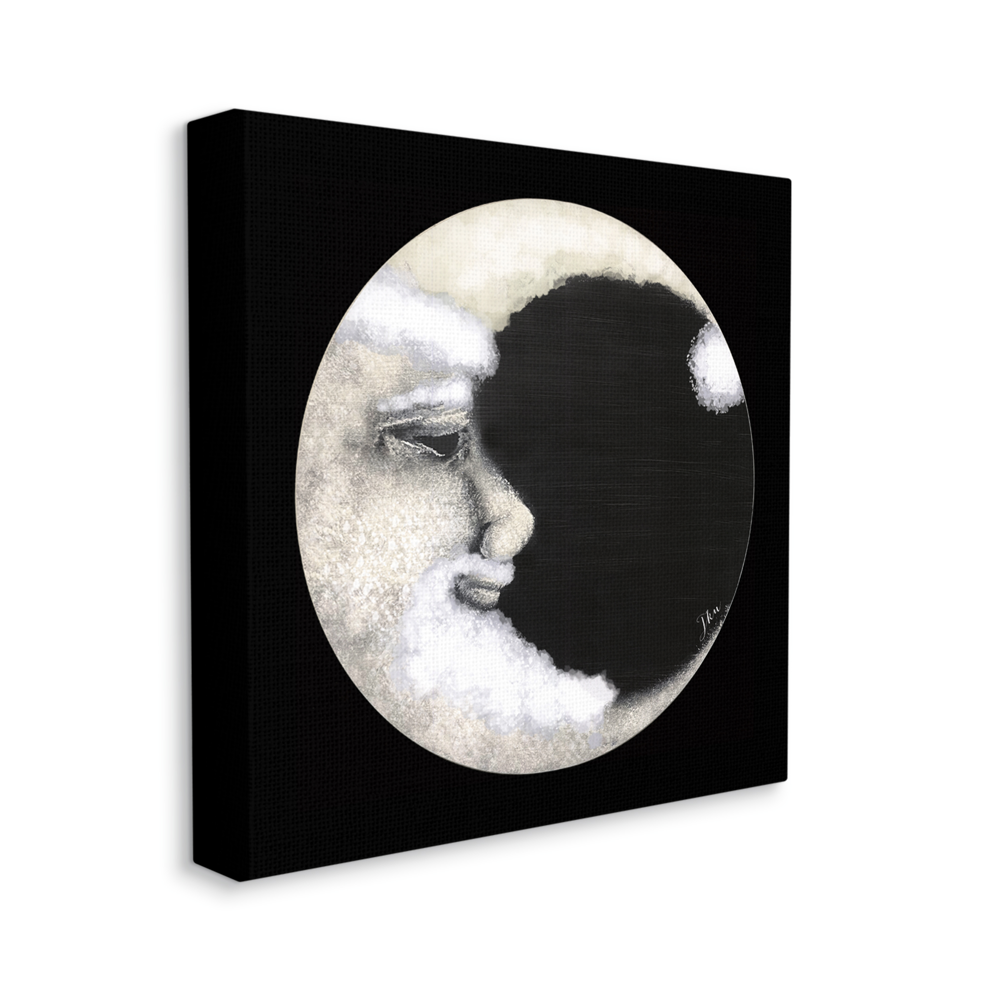 Stupell Smiling Round Moon Face Landscape Painting Gallery Wrapped Canvas Print Wall Art