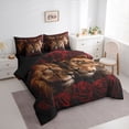 thumbnail image 3 of Homewish King and Queen Twin Bedding Sets 7-Piece, Romantic Animal Lion Bedding Comforter Set, Romantic Anniversary Rose Reversible Sheet Sets, Super Cozy Room Decor, 3 of 7