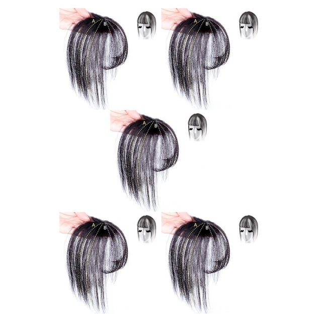 Soidarity Air Bangs Invisible Sin costuras Postizos Fibra de alta temperatura Mujeres Fringe Peinado Accesorios para boda diario No.1 No.1 5piezas
