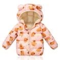 thumbnail image 2 of JUMEYU Coats for Girls Floral Bear-Ear Hood Puffer Jacket for Girls Zip-Up Winter Coat (Pink,5-6 Years), 2 of 7