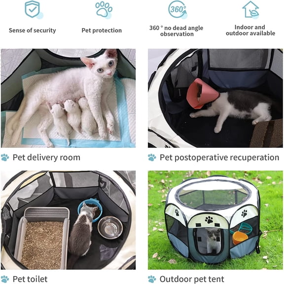 Foldable Pet Playpen for Dogs Cats Puppies Kitten Indoor Outdoor Travel Camping Use