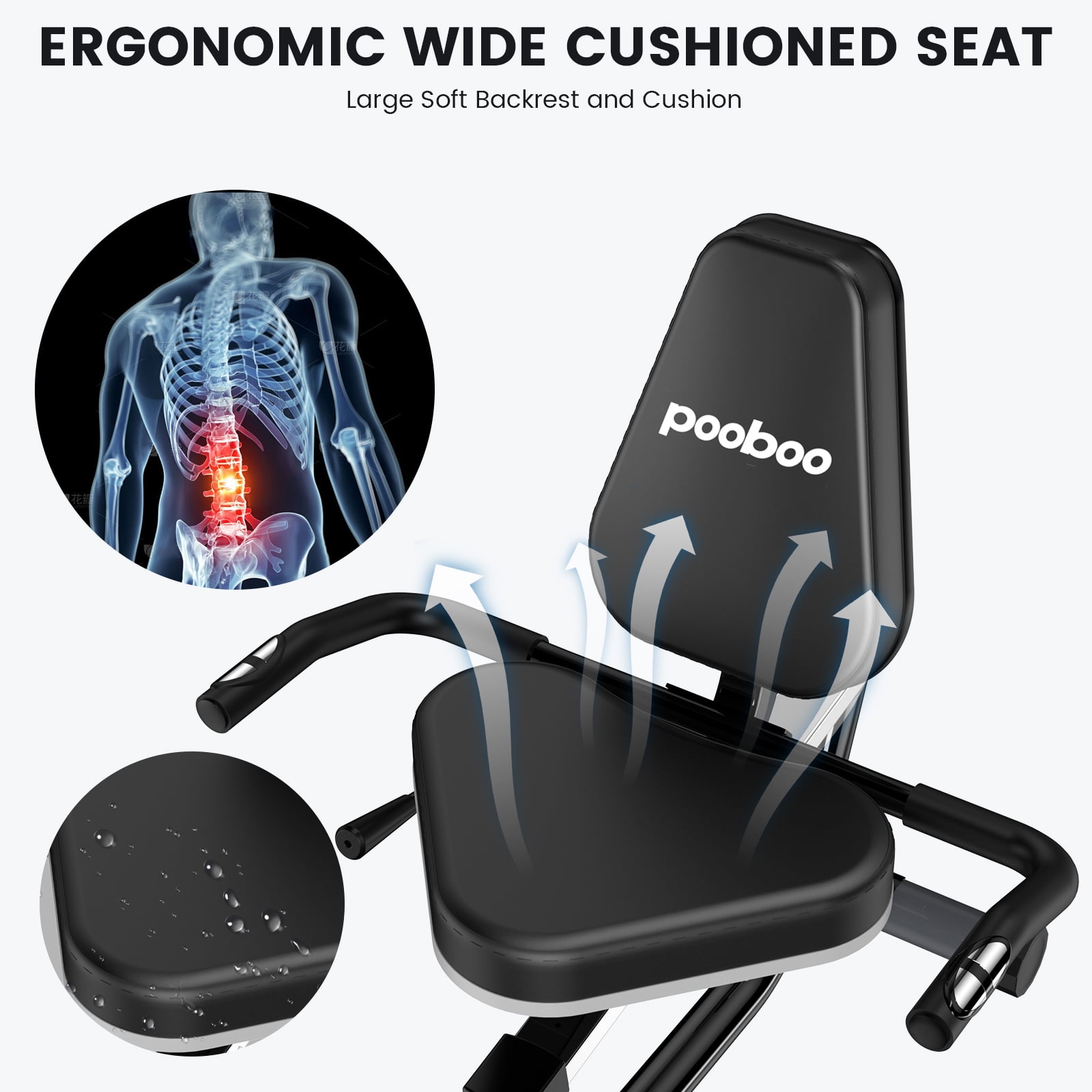 HASIMAN Indoor Recumbent Exercise Bike Magnetic Resistance Workout Bike Sit Down Stationary Bicycle with Adjustable Seat & Luminous Monitor for Gym Seniors Adults 350LBS