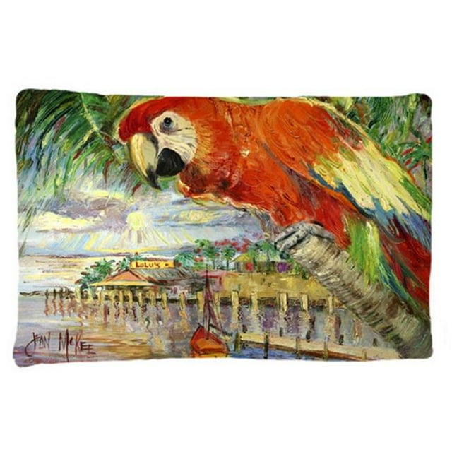 Carolines Treasures JMK1134PILLOWCASE Red Parrot At Lulus Fabric Standard Pillowcase