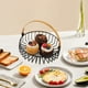 thumbnail image 4 of Estante para frutas, bandeja para dulces de mesa de centro, estante de 2 niveles para aperitivos en el salón, estructura plegable de metal con base de madera, ideal para zonas de mucho, 4 of 8