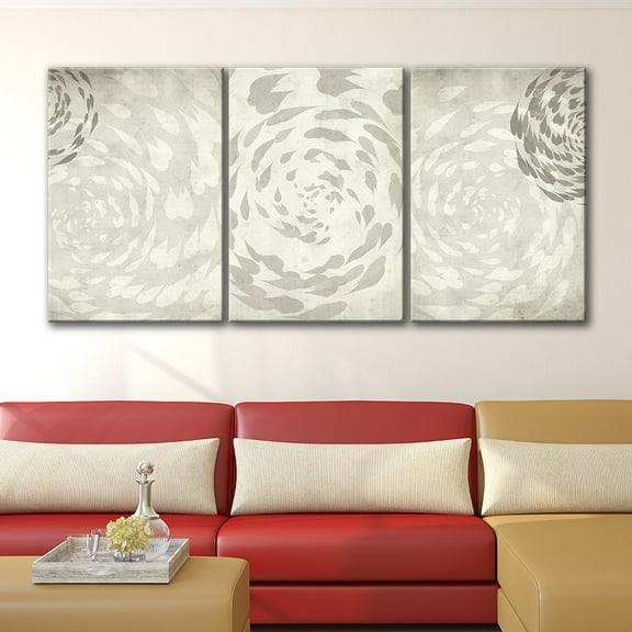 wall26 3 Panel Canvas Wall Art - Abstract School of Fish Under The Sea - Giclee Print Gallery Wrap Modern Home Art Ready to Hang - 24"x36" x 3 Panels