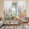 thumbnail image 2 of Pink Orange Flowers Kitchen Curtain for Berdoom Living Room Cafe 72 Inch Length, Spring Floral Farmhouse Botanical Tiers Curtains Light Filtering Drapes Rod Pocket Window Treatment 2 Panels 52"Wx72"L, 2 of 8