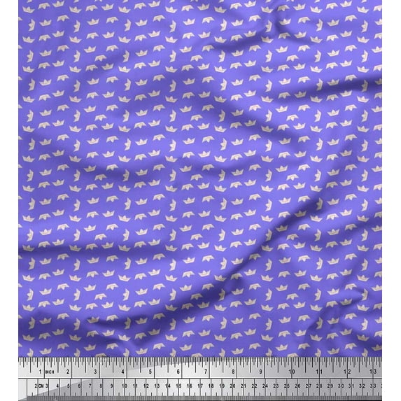 Soimoi Satin Silk Fabric Paper Boat Art & Craft Print Fabric by The Yard 42 Inch Wide