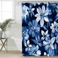 thumbnail image 2 of Extra Long Shower Curtain 72x96 Inch, Navy Blue Spring Floral Shower Curtain Waterproof Bathroom Decor Watercolor Summer Flower Botanical Fabric Bath Curtain Set Accessories with Hooks, 2 of 6
