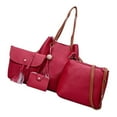 thumbnail image 3 of 4Pcs Women PU Leather Bag Set Handbag With Beaded Shoulder Bag Tote Red, 3 of 8