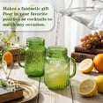 thumbnail image 4 of Mason Jar Drinking Glasses With Handle  6 Pack 16 Oz Vintage Embossed Green Cups For Iced Coffee Juice Tea And Beer, 4 of 9