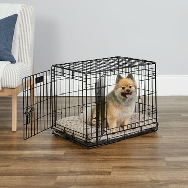 MidWest Double Door iCrate Metal Dog Crate, Includes Leak-Proof Pan, Floor Protecting Feet, Divider Panel; 24-inch, Black