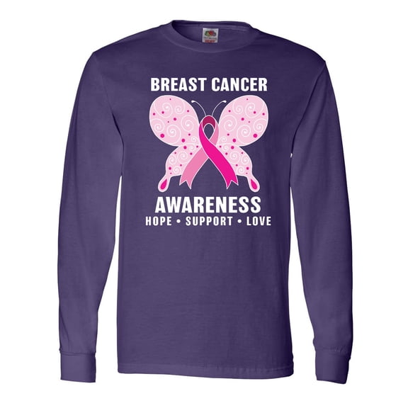 Inktastic Breast Cancer Awareness Hope Support and Love Long Sleeve T-Shirt