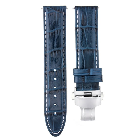 22MM LEATHER WATCH STRAP BAND FOR BULOVA ACCUTRON 63B139 96A108 96G175 BLUE WS