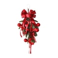 thumbnail image 1 of Corona navideña colgante con forma de árbol al revés, corona navideña, decoración para fiestas navideñas, corona colgante para puerta de entrada, vent Nudo de lazo rojo, 1 of 8