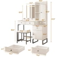 thumbnail image 2 of Makeup Vanity Desk with Lighted Mirror & Power Strip,White Vanity Table Set with Hair Dryer Rack,Hidden Sliding Mirror Bedroom Dressing Table with 3 Drawer and 2 Cabinet,3 Lighting Colors,40.6in(L), 2 of 8