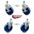 thumbnail image 2 of 5 Inch Solid Polyurethane Wheel Swivel ½ Inch Threaded Stem Caster Set 2 Brakes, 2 of 2