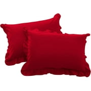 Egyptian Cotton Euro Sham 20X20 Size Pillow Covers Ruffle 600 Thread Count Sateen Ultra Soft Long Stable Cotton Comfortable Bed Pillow Cover (Set of 2, Blood Red)