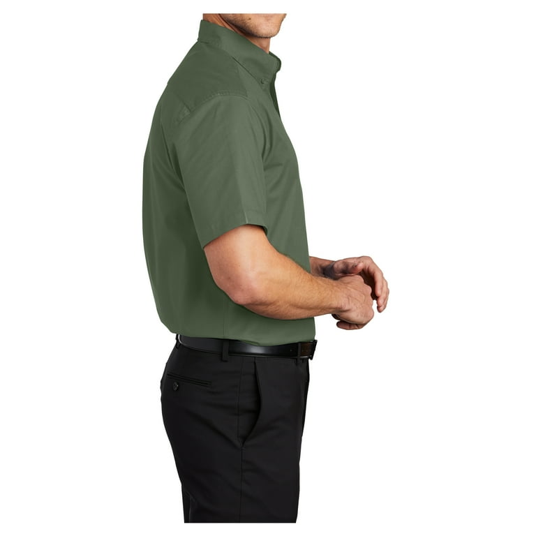 green emerald velvet dress Mizzen + Main Muted Green Clover Print Trim Fit Shirt  Taelor.Style