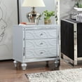 thumbnail image 5 of Silver Nightstands Modern Bedside Tables with Mirror Frame Accents, Mirrored Nightstand with 2 drawers and one Hidden Dawer, End Table with Crystal Pull for Living Room, Bedroom, 5 of 8
