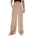 thumbnail image 2 of Baqcunre Linen Pants Women'S Loose Relaxed High Waist Cotton Pocket Wide Leg Pants Jogger Pants For Women Pants For Women Khaki XXL, 2 of 5