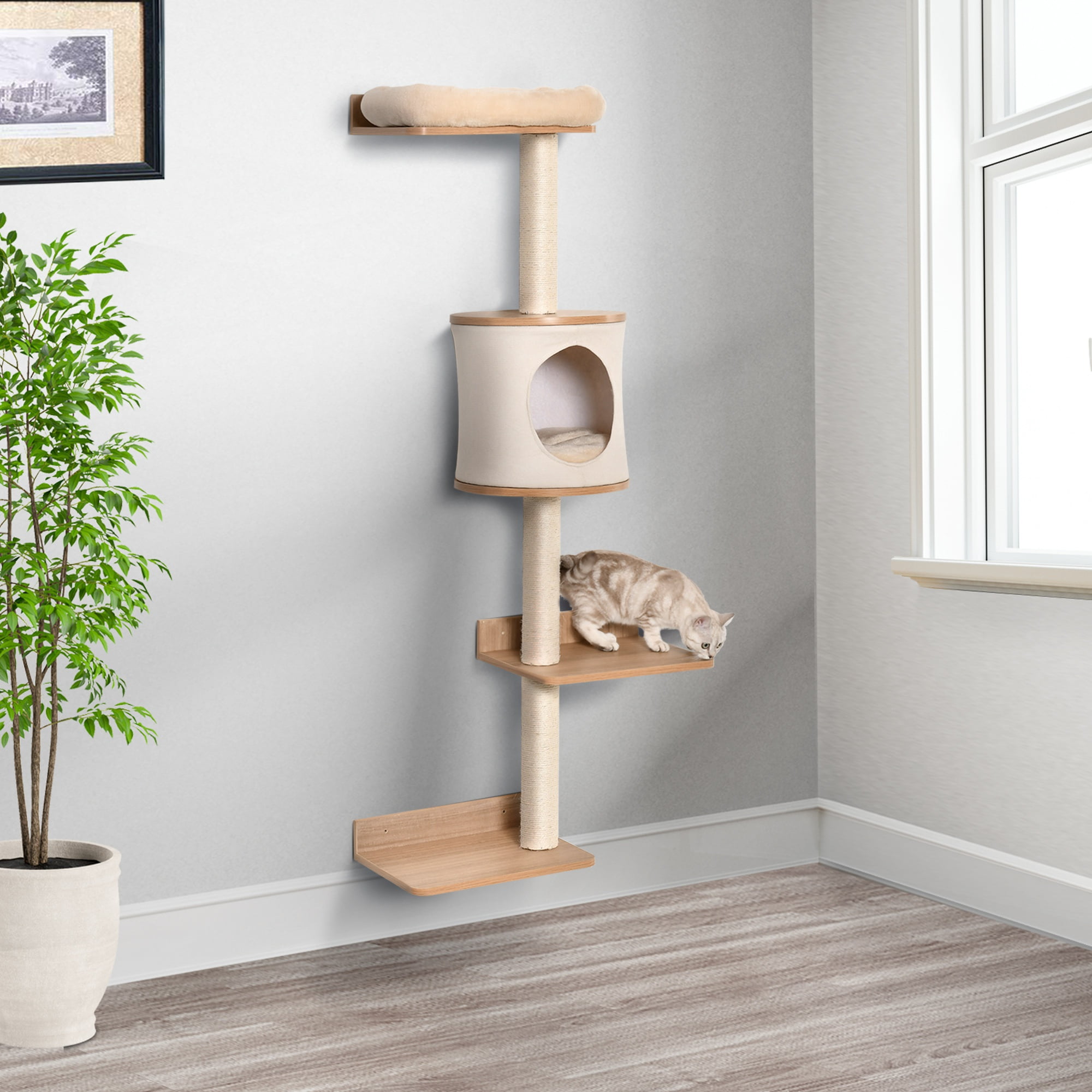 Andoer Cat Tree Pet Wallmounted Climbing Frame Shelf Perch Activity